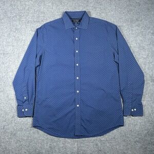 Lauren Ralph Lauren Button Down Shirt Mens 16.5 Blue Pattered Slim Fit Non Iron